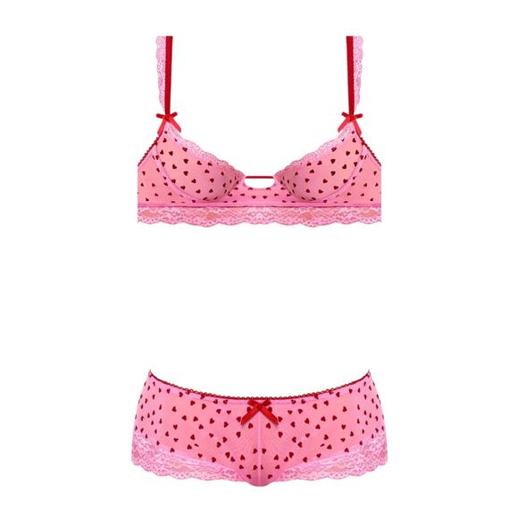 DEMI BRA & SPLIT-CROTCH SHORT PINK PLUS SIZE 1-3X MAGIC SILK TICKLED PINK - Picture 5 of 8